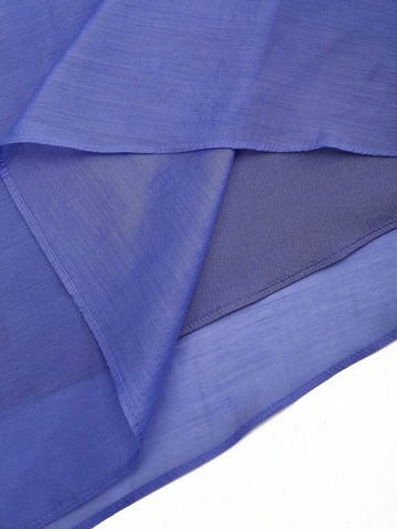 Frill Trim Lantern Sleeve Chiffon Dress