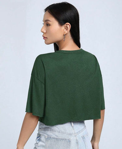 EZwear Figure & Letter Graphic Choker Neck Drop Shoulder Tee