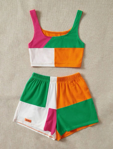 EZwear Color Block Tank Top & Track Shorts