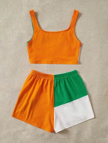 EZwear Color Block Tank Top & Track Shorts
