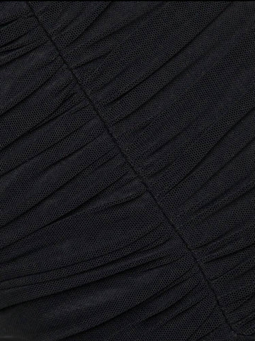 Ruched Bustier Ruched Split Thigh Mesh Dress