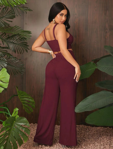 Rib Knit Cami Top & Pants Set