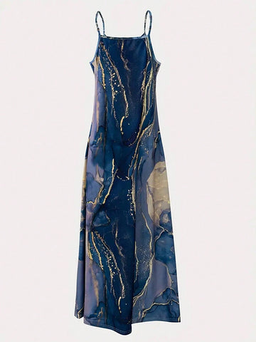 Full Printed Spaghetti Strap Dress