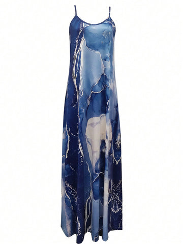 Full Printed Spaghetti Strap Dress