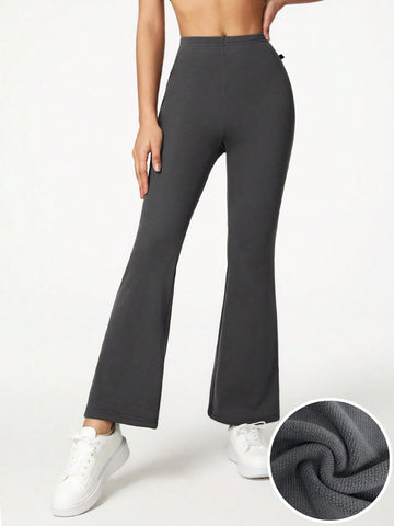 GIOIA TANG Solid Color High-Waist Flared Leggings