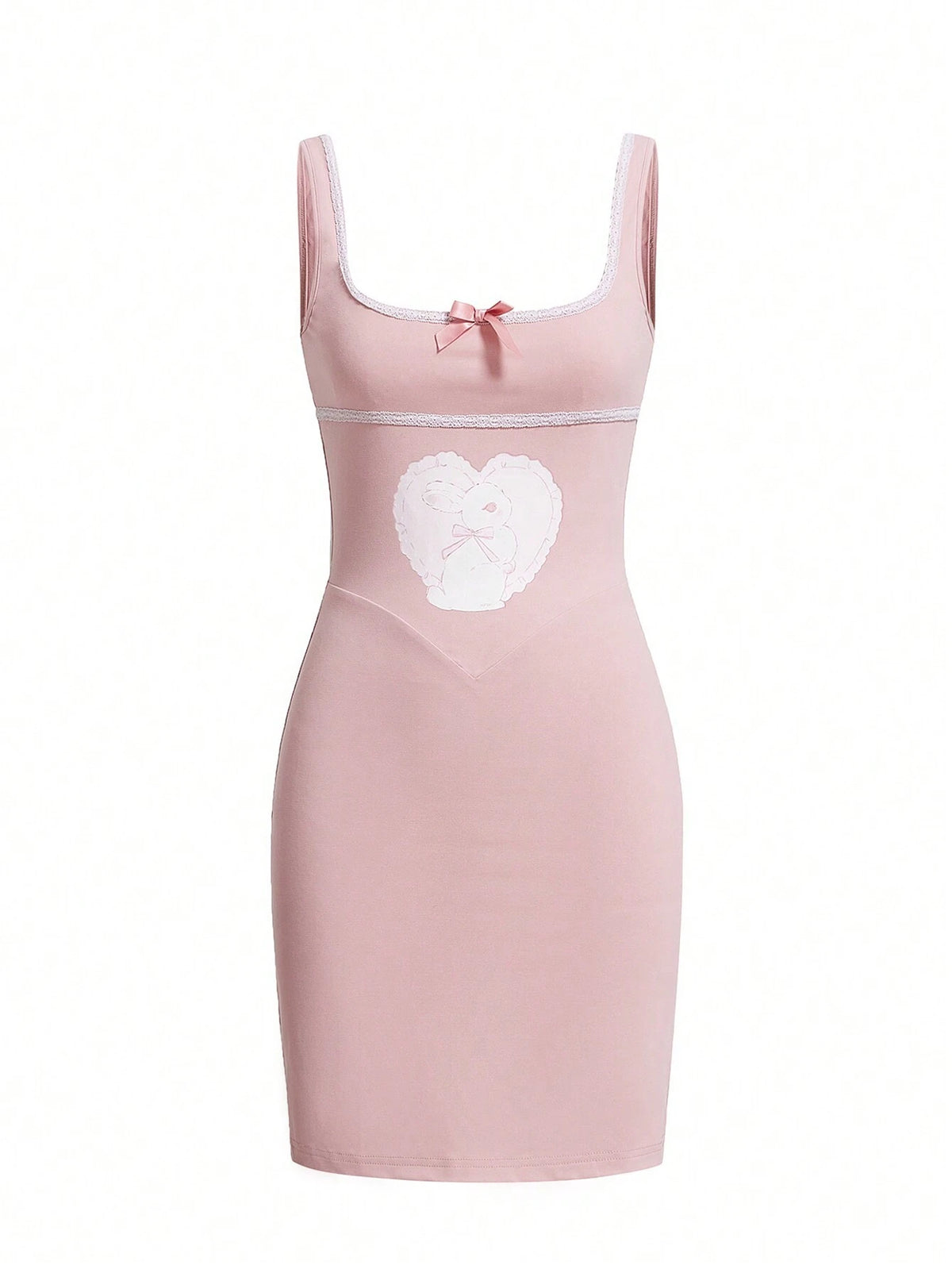 Gemaru hime Casual Lace Trimmed Sleeveless Bodycon Mini Dress For Women