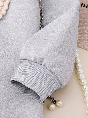 Kids Girls Casual Simple Gray Polo Letter Print Dress