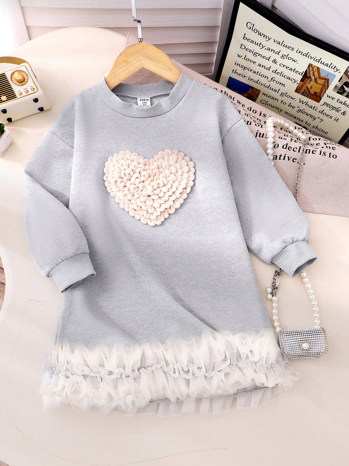 Kids Girls Casual Simple Gray Polo Letter Print Dress