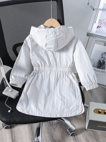 Genkimix Kids Young Girl Letter Print Casual Hooded Dress, Lightweight & Comfy, Versatile