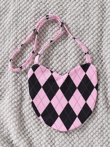 Kids Young Girl Long Sleeve Collared Fake 2-Piece Shirt Dress, Cute & Sweet Outfit With Bag