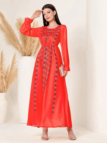 Geometric Printed Waist Belted Casual Dress
