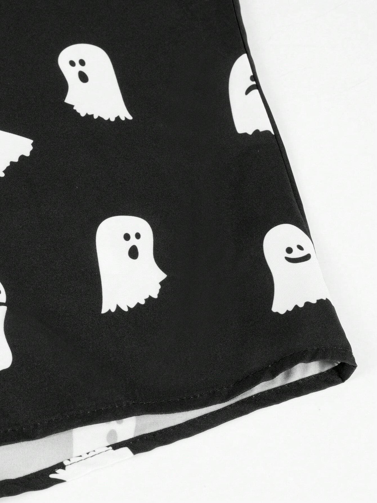 Ghost Graphic Print Button Front Down Short Sleeve Shirt Street Outfit