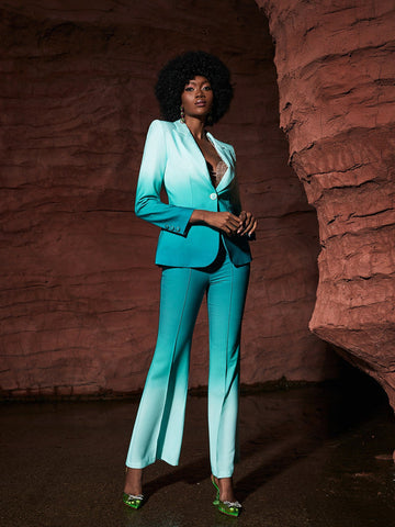 Gia Ombre Blazer Set In Green