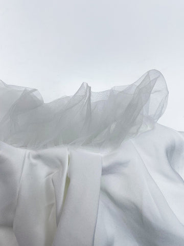 Giffniseti Off Shoulder Contrast Mesh Mermaid Hem Wedding Dress