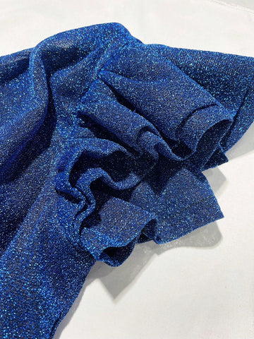 Giffniseti One Shoulder Ruffle Trim Glitter Prom Dress