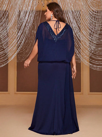 Giffniseti Plus Contrast Sequin Party Dress