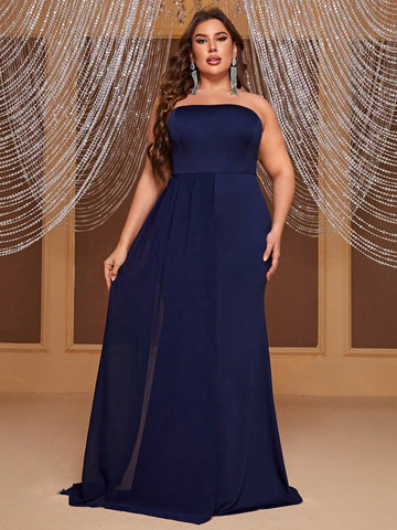 Giffniseti Plus Contrast Sequin Party Dress