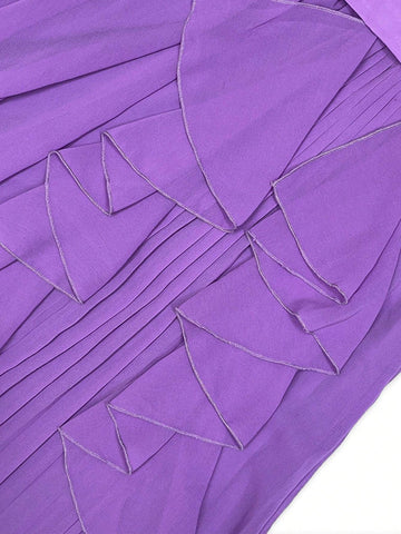 Giffniseti Women'S One Shoulder Lantern Sleeve Ruffle Trim Decor Bridesmaid Dress