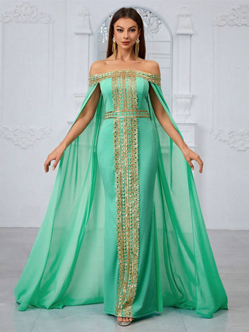 Giffniseti Women'S Vintage Style Lace Off Shoulder Formal Evening Party Dress