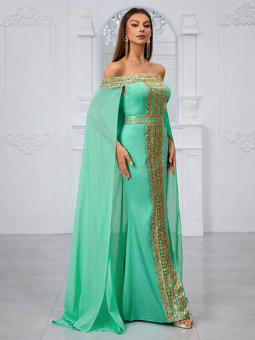 Giffniseti Women'S Vintage Style Lace Off Shoulder Formal Evening Party Dress