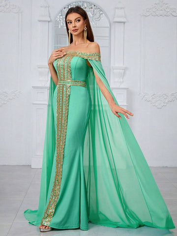 Giffniseti Women'S Vintage Style Lace Off Shoulder Formal Evening Party Dress