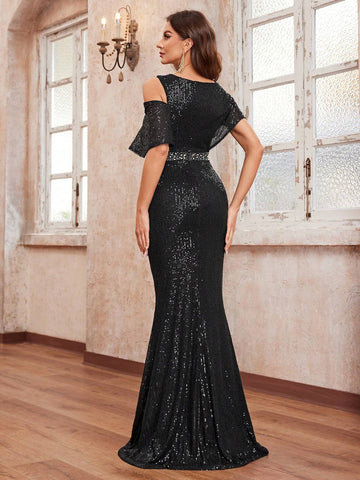 Giffniseti Women's Sequin Beaded High-End Luxury Mermaid Party Evening Dress For Prom