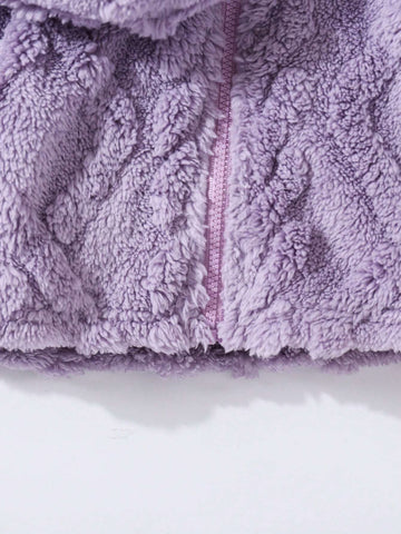 Girl Casual Fleece Reversible Hooded Dress With Crossbody Bag Set