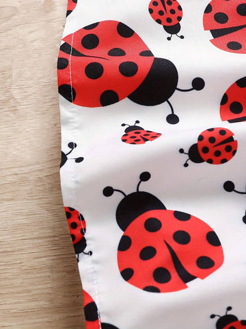 Girl Cute Ladybug Pattern Slip Dress Party Beach Vacation Sleeveless Dress For Summer