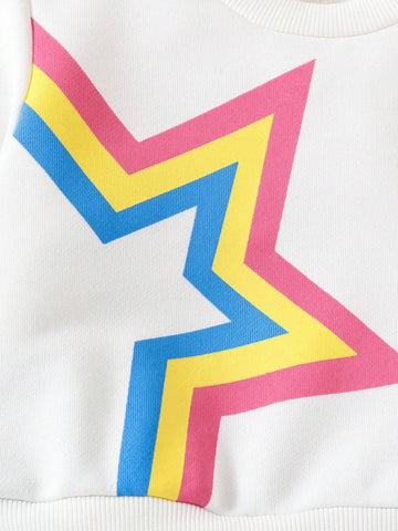 Girl Fashion Colorblock Mesh Patchwork Sweatshirt Dress, Star Color Contrast Long Sleeve Sporty Dress