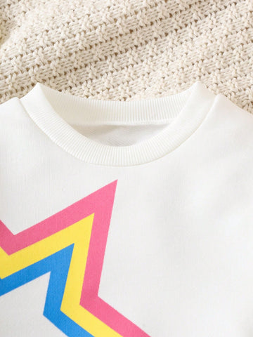 Girl Fashion Colorblock Mesh Patchwork Sweatshirt Dress, Star Color Contrast Long Sleeve Sporty Dress