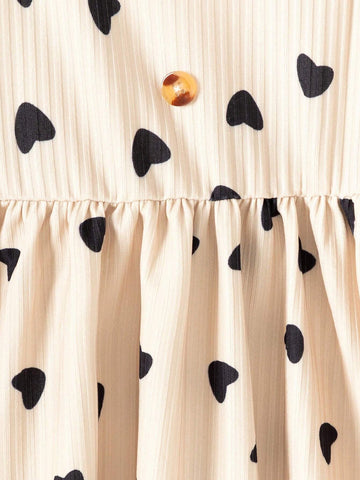 Girl Lovely Casual Ladylike Heart-Shaped Strap Dress Set, Valentine Day, Children Season, Summer