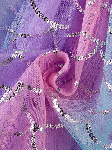 Girl Mermaid Style Mesh Dress, Cute & Elegant Design, Suitable For Girls Party Wear In Summer