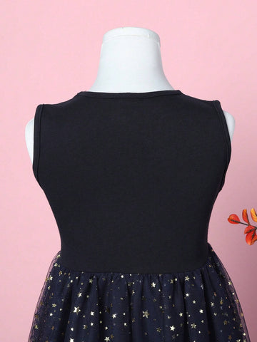 Girl Sleeveless Black Star Sequin Summer Birthday Party Dress SH1693