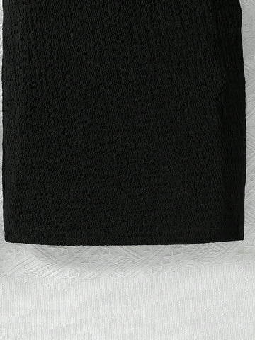 Girl Stretch Bodycon Dress With Mesh, Bubble Sleeves, And Shoulder Straps For A Slim Fit
