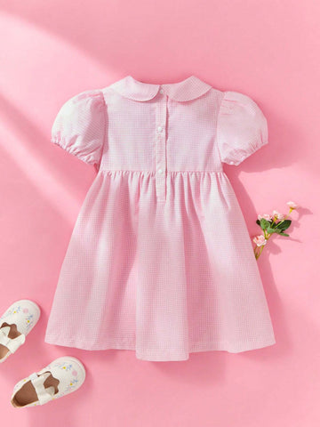 Girl Toddler Summer Pink Faux 2 In 1 Dress With Floral Embroidery
