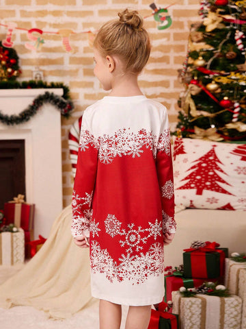 Girls 4-7Y Christmas Colorblock Mini Dress