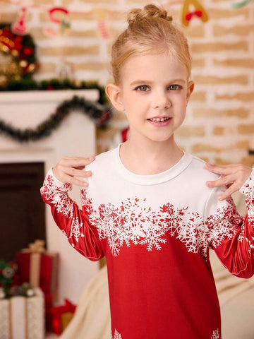 Girls 4-7Y Christmas Colorblock Mini Dress