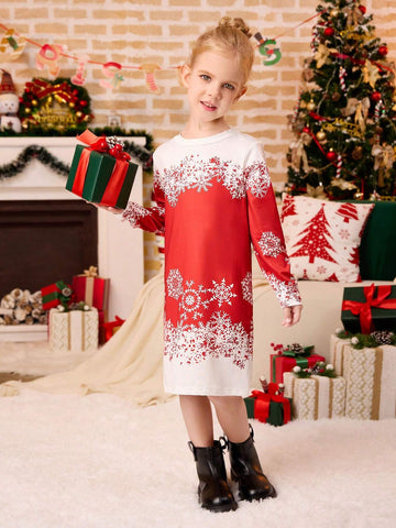 Girls 4-7Y Christmas Colorblock Mini Dress