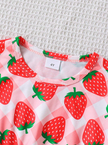 Girls All-Over Strawberry Print Dress + Strawberry Bag Set