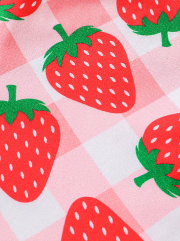 Girls All-Over Strawberry Print Dress + Strawberry Bag Set