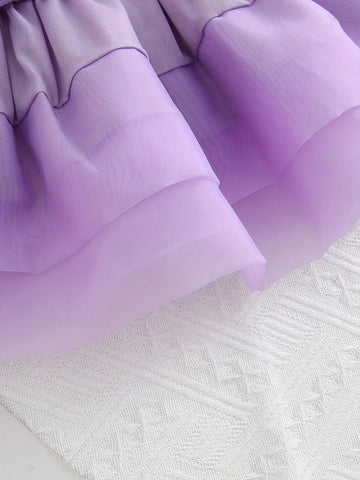 Girls Autumn/Winter Knitted Long Sleeve Princess Elegant Organza Sweater Dress