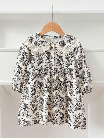 Girls Autumn Ditsy Floral Princess Long Sleeve Dress