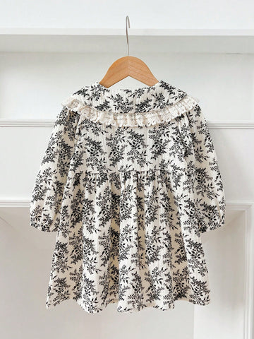 Girls Autumn Ditsy Floral Princess Long Sleeve Dress
