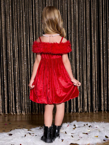 Girls Birthday Party Cute Princess Waist A-Line Fluffy Tulle Glittering Plush Backless Dress, Toddler Daily Mommy And Me Matching Outfits (2-Piece Set Sold Separately)