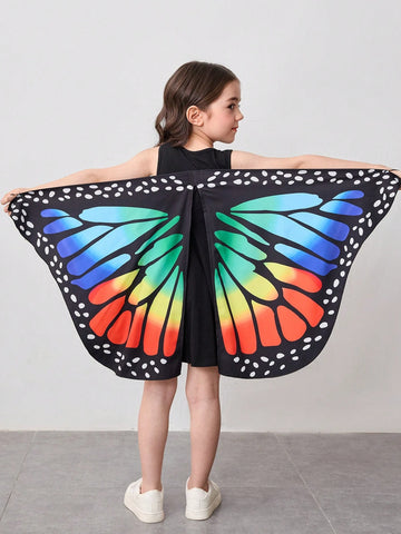 Girls Butterfly Graphic Knit Form-Fitting Dress