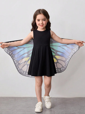 Girls Butterfly Graphic Knit Form-Fitting Dress