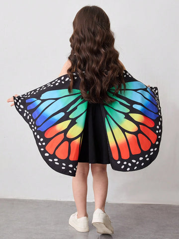 Girls Butterfly Graphic Knit Form-Fitting Dress