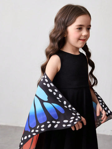 Girls Butterfly Graphic Knit Form-Fitting Dress