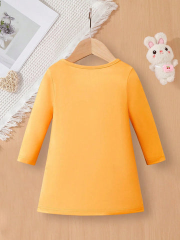 Girls Cartoon Bee Design Princess Dress Spring Autumn, New Arrival Medium & Small Children Fashion 2 In 1 Dress