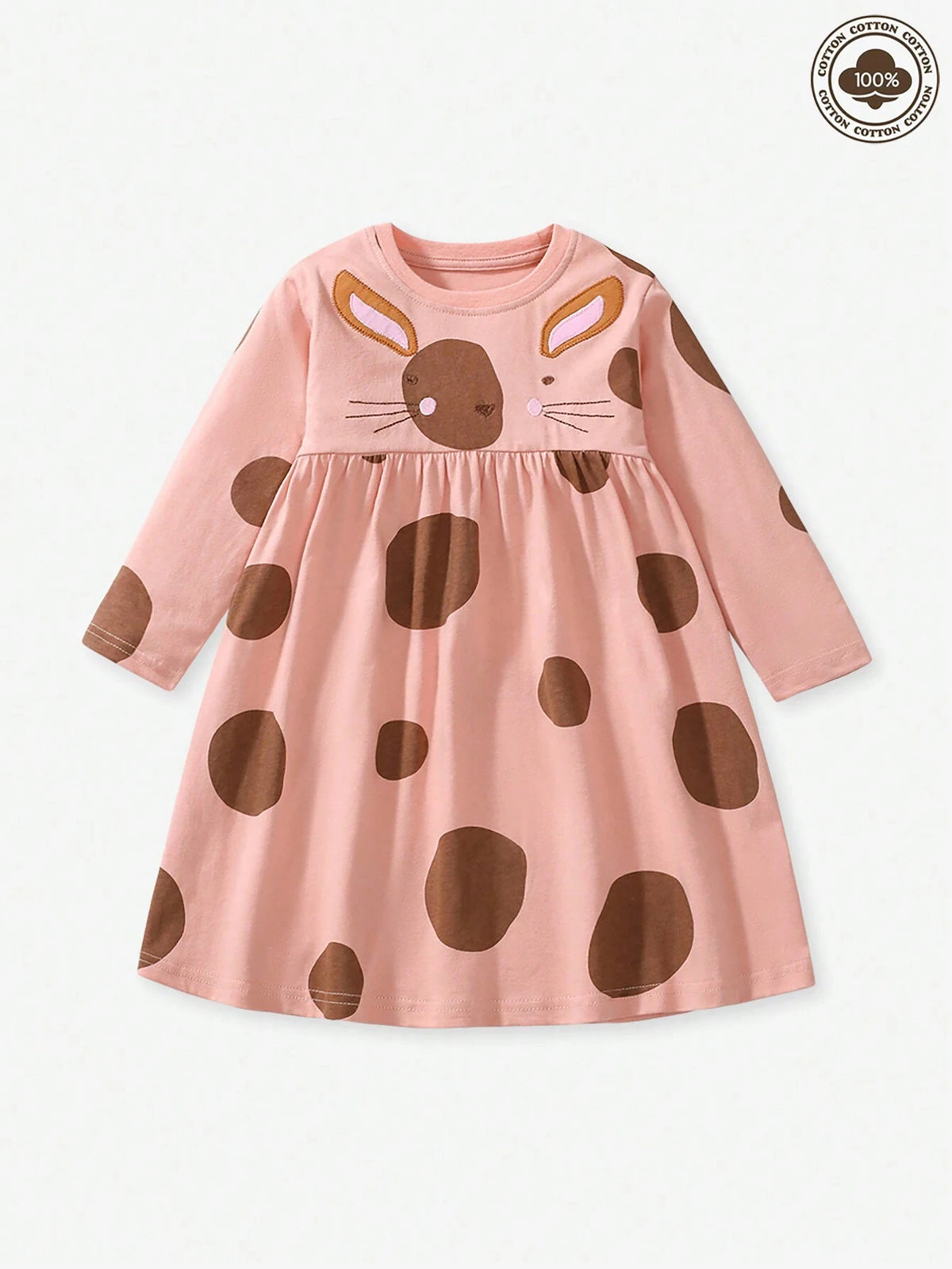 Girls Cartoon Print Long Sleeve Dress, Autumn